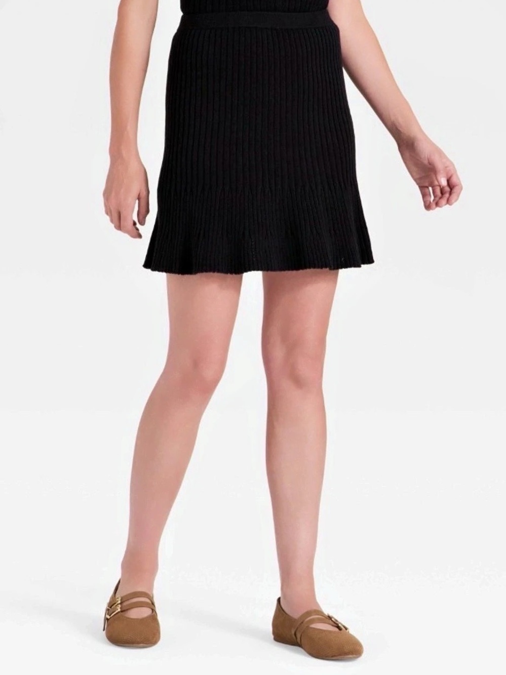 Women’s Pointelle Mini Sweater Skirt - Universal Thread, Black, XL